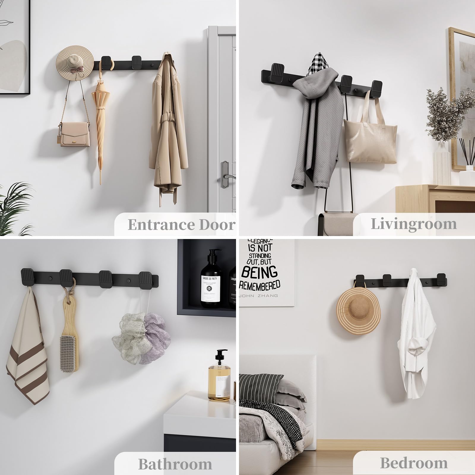 Garderobenleiste Mit 5 Haken – Weiß, Aluminium, Wandmontage Für Mäntel, Taschen, Hüte