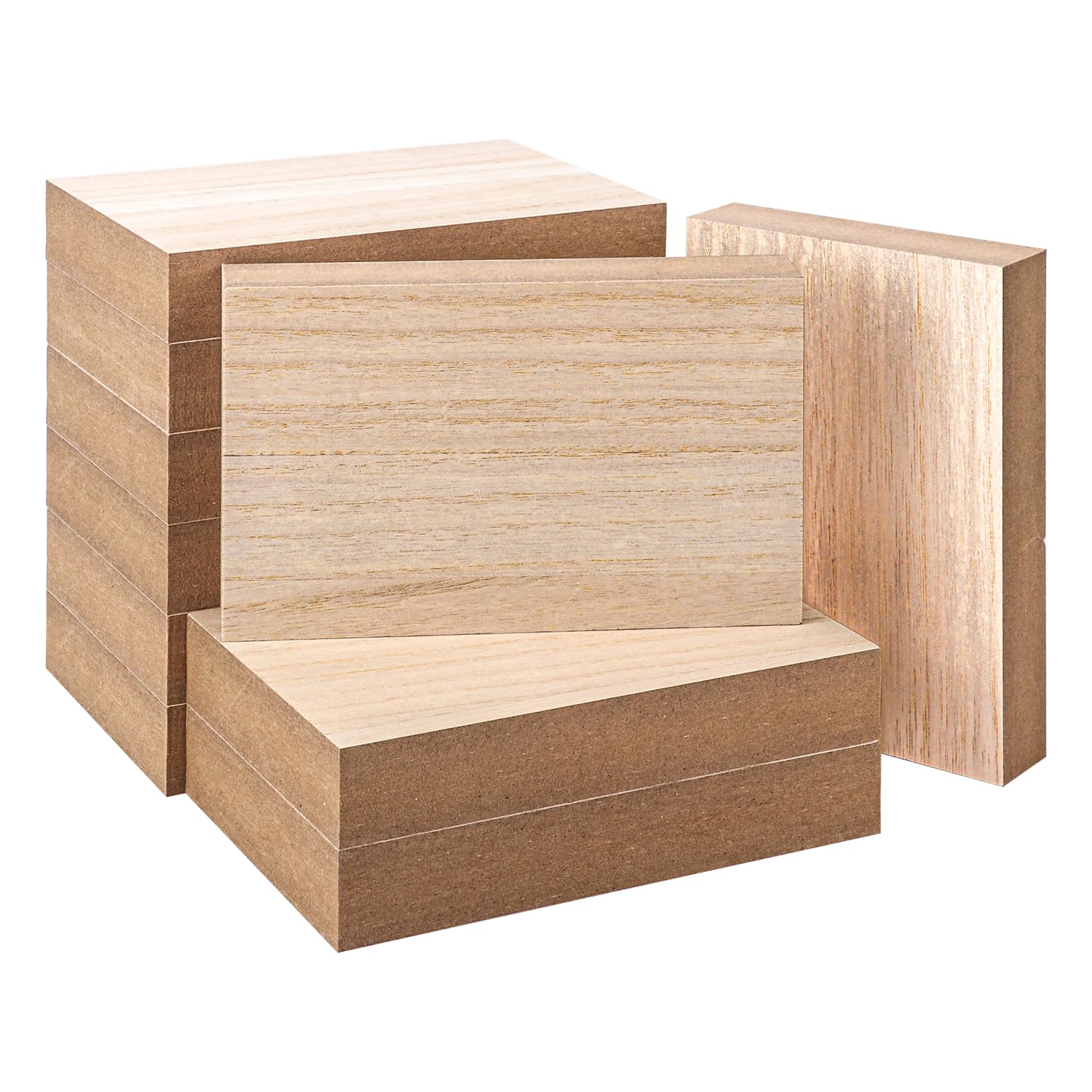 Paquete de 10 bloques rectangulares de madera MDF sin acabar, bloques de madera de 3.9 x 5.9 pulgadas para manualidades, proyectos de bricolaje y decoración personalizada