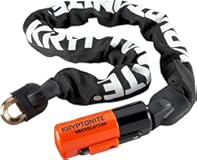 Kryptonite Evolution 1090 Bike Chain Lock, 3 Feet Long 10mm Steel Chain Heavy Duty Anti-Theft Sold Secure Gold Bicycle Chain Lock with Keys for Bike, Motorcycle, Scooter, Bicycle, Door, Gate, Fence