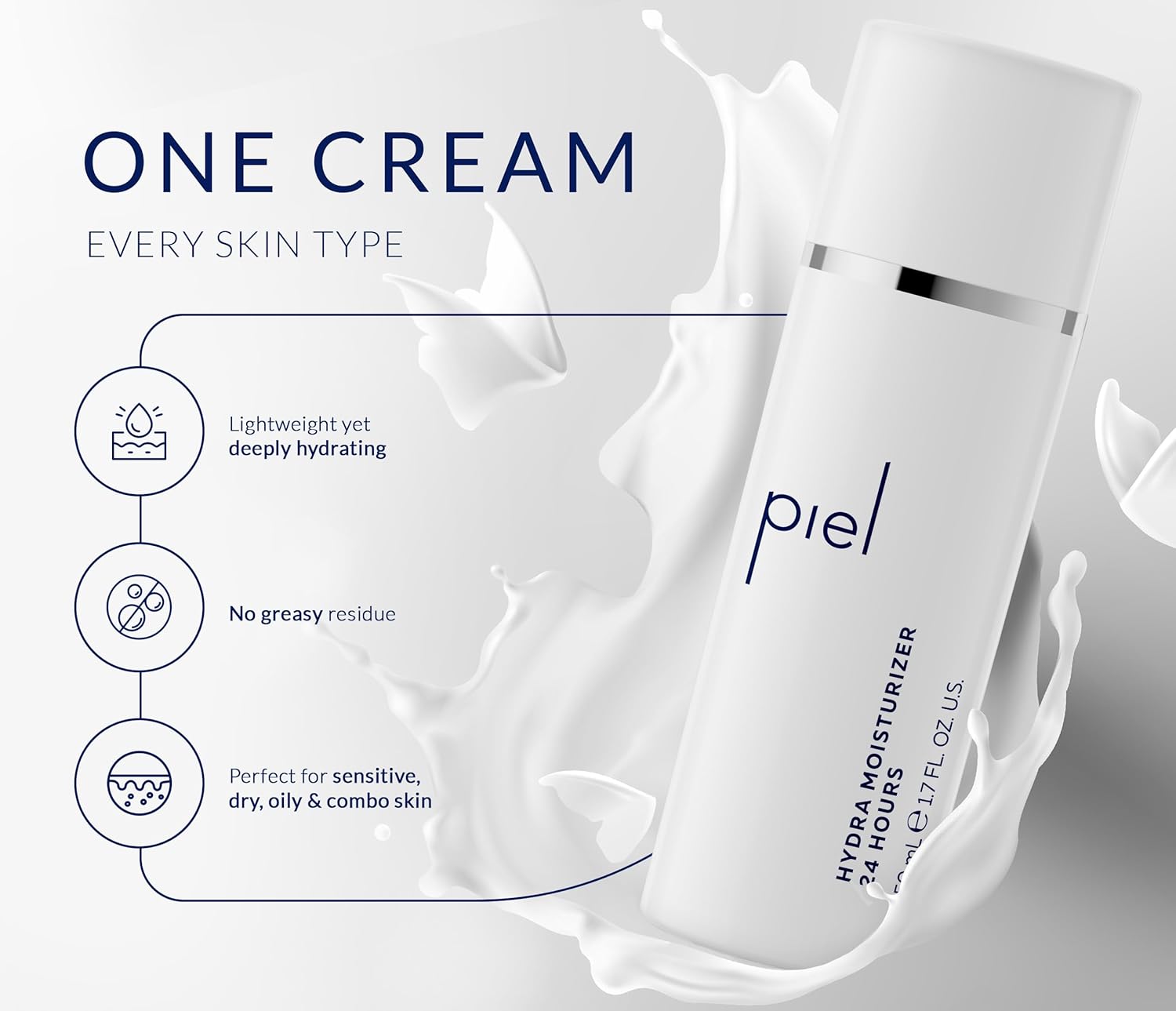 Hydra Moisturizer 24Hrs – Lightweight Facial Cream with Beta Glucan & Niacinamide – Moisturizer for All Skin Types – For Women & Men 50Ml /1.7 Oz - Image 4