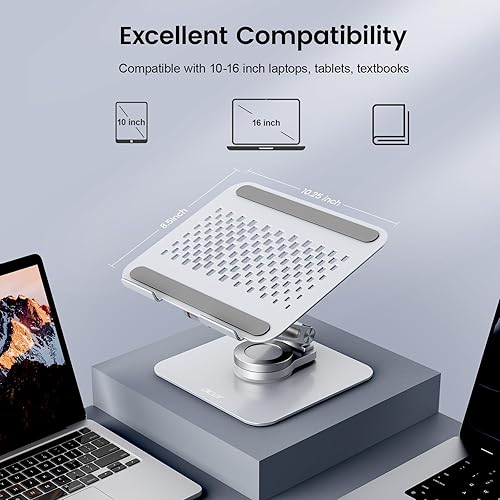Miniatura 6 de acer Soporte para laptop para escritorio, con base giratoria de 360, elevador giratorio para computadora de escritorio, soporte ajustable para