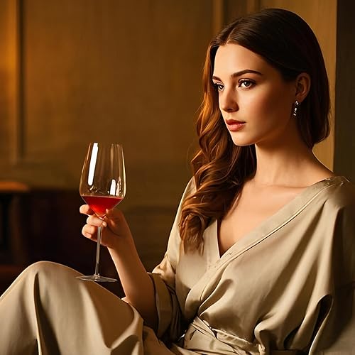 Miniatura 18 de ACHEER Juego de 4 copas de vino de cristal, copas de vino tinto o blanco sopladas a mano, 14 onzas, copas de vino de tallo largo, regalo para boda