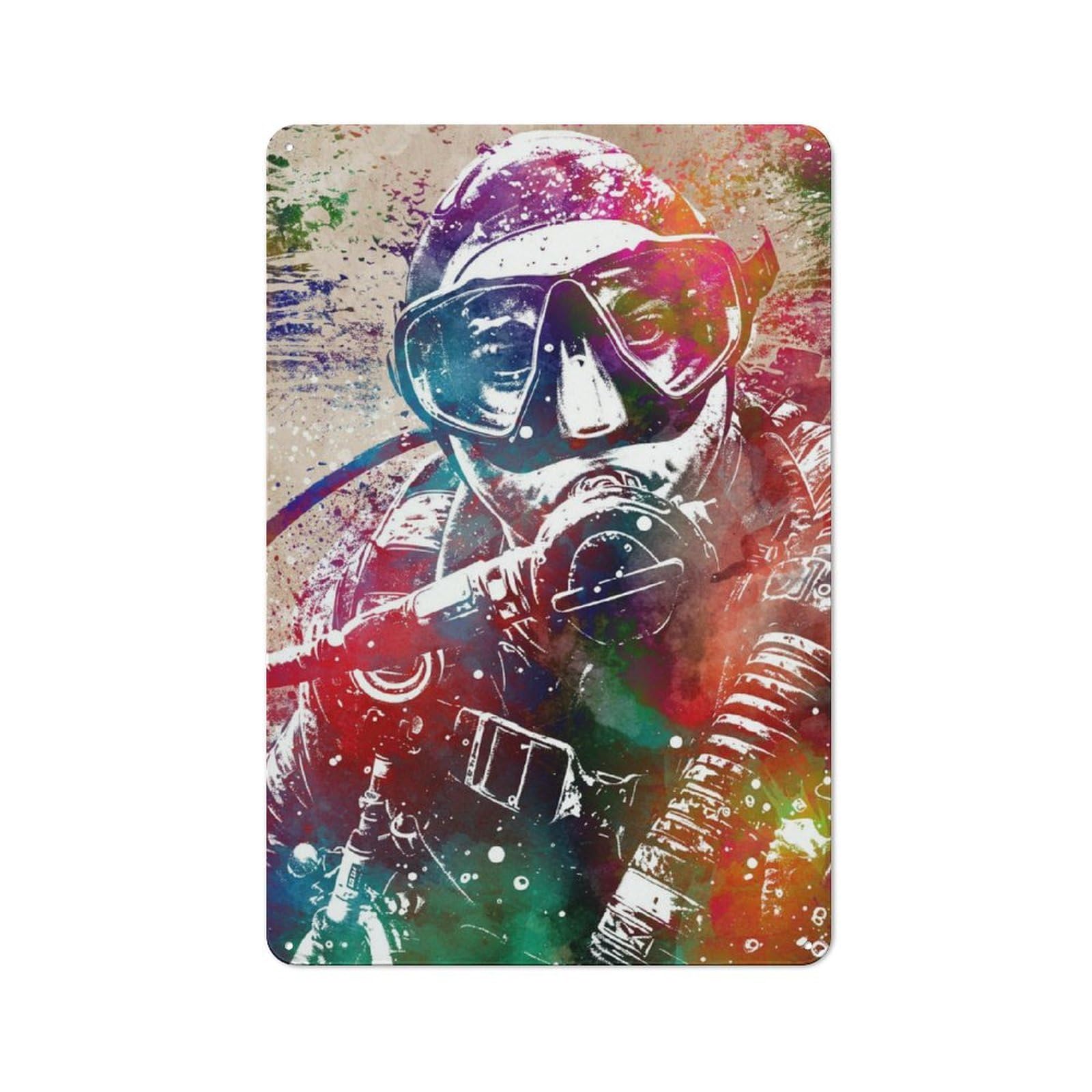 Junmoney Scuba Diver Sport Art Metal Sign 30X20cm With For Home Bar Wall, Rustic Decor, For Collectors Decorating Home Bars And Entertaining Spaces