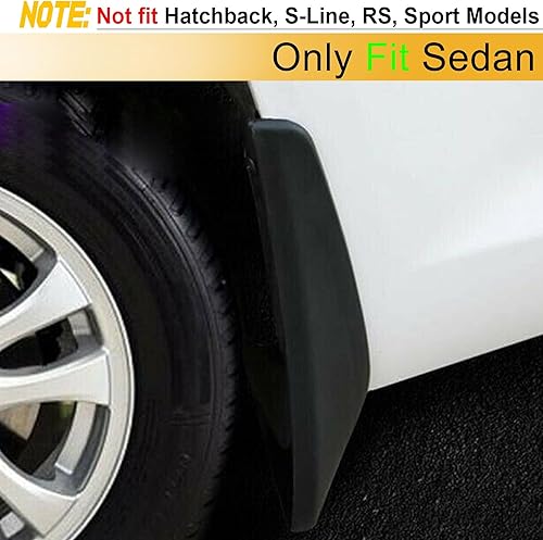 Miniatura 2 de YHTAUTO Juego de 4 protectores contra salpicaduras para Audi A3 A3 Quattro 2015-2019, solo sedán, delantero y trasero izquierdo derecho, color negro