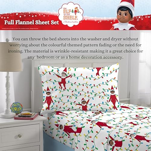 Miniatura 4 de Franco Elf On The Shelf - Juego de sábanas súper suaves de franela de 100 % algodón, tamaño matrimonial, (producto oficial)