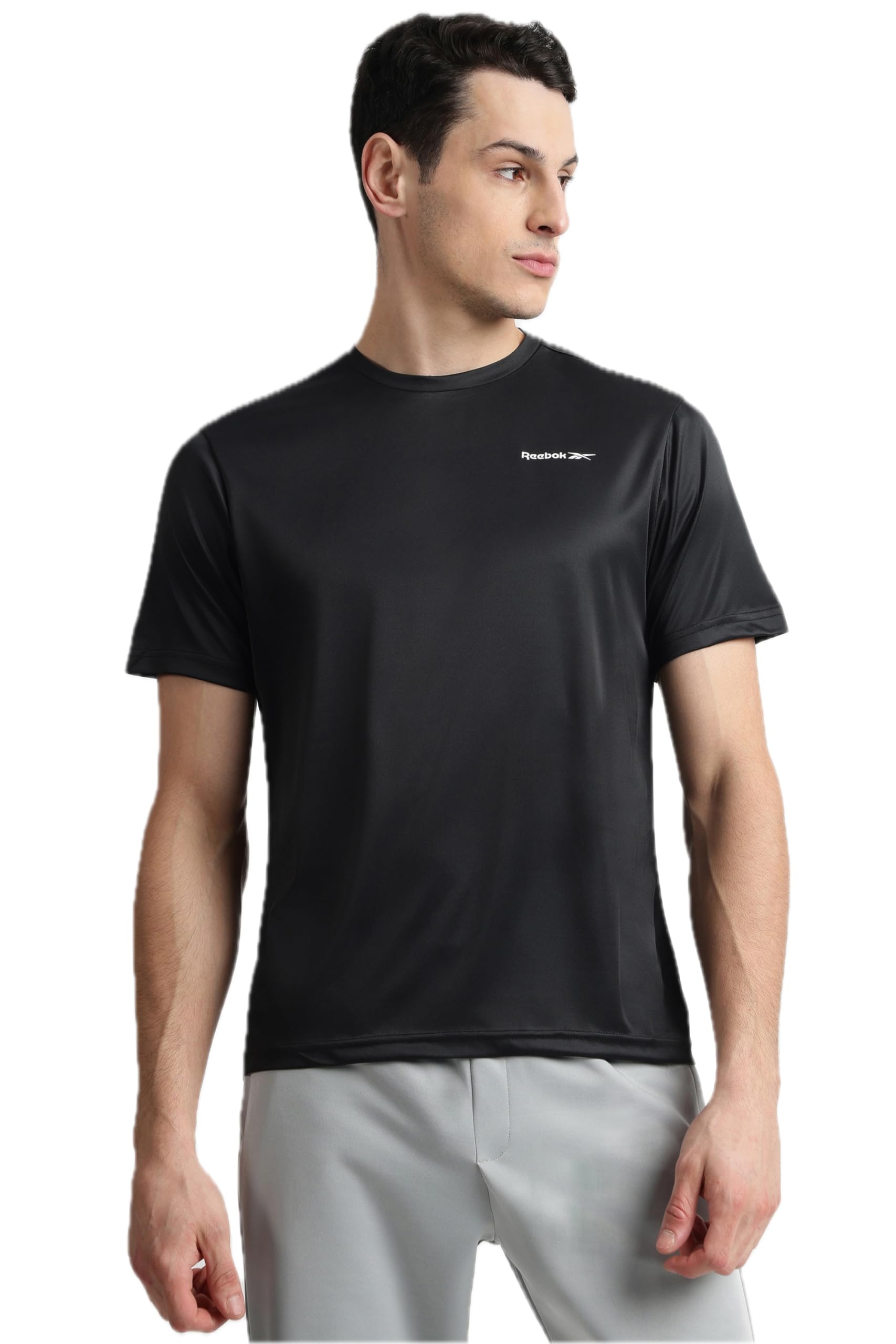 Reebokmens T Shirt Training Motion Athletic Poly Tee Round Neck