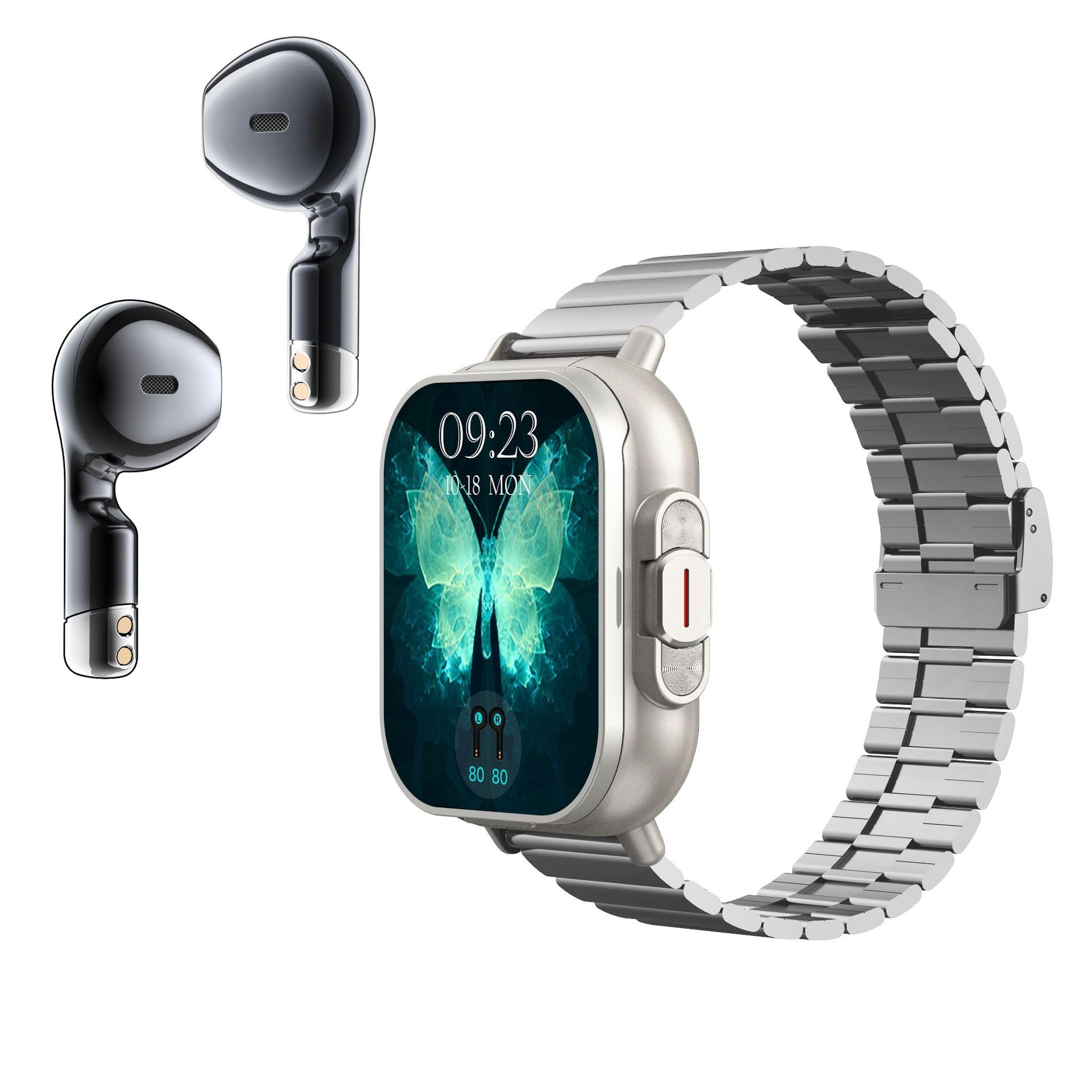 Diyeeni Smart Watch con Auricolari, Orologio Fitness Rotondo da 2 Pollici, Orologio N in 1 con Passo, Calorie, Monitor del Sonno, Monitor della Pressione Sanguigna della Frequenza