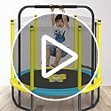 Image of Dolphy 60 Inch Trampoline for Kids with Safety Net and Steel Foam U Handle| Indoor & Outdoor | Powerful Loading Capacity - 100KG | Stainless Steel Frame & Legs for Home, School
