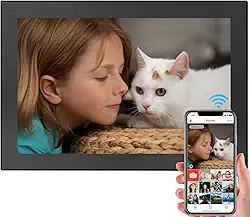 Moldura digital WiFi de 10,1 polegadas, tela sensível ao toque IPS HD 1280 x 800, moldura inteligente, rotação automática, compartilhe fotos/vídeos instantaneamente e envie os melhores desejos de
