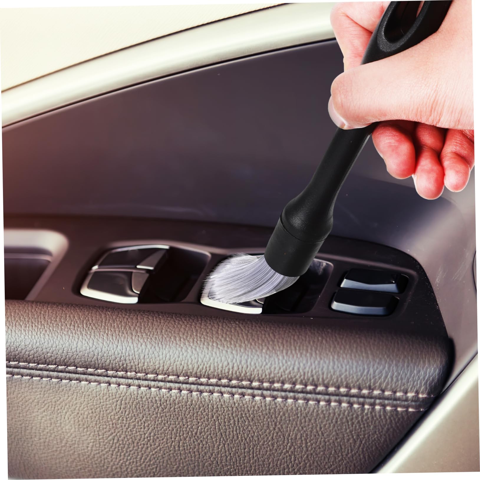 Amosfun Autoreinigungsbürste 3 Stück mit 3 Ersatzbürstenköpfen Detailpinsel für Autoinnenraum und Sitze Pp und Pet Kunststoff Wiederverwendbar