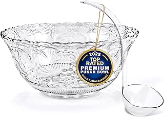 Stock Your Home Premium Plastic Punch Bowl with Ladle, Fancy Disposable ...