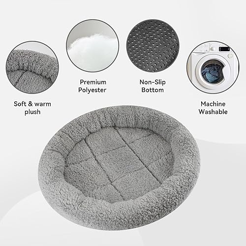 Miniatura 2 de Cama redonda para gatos lavable con parte inferior antideslizante, cómoda y suave cama para mascotas para gatos de interiorgris (diámetro 15.75