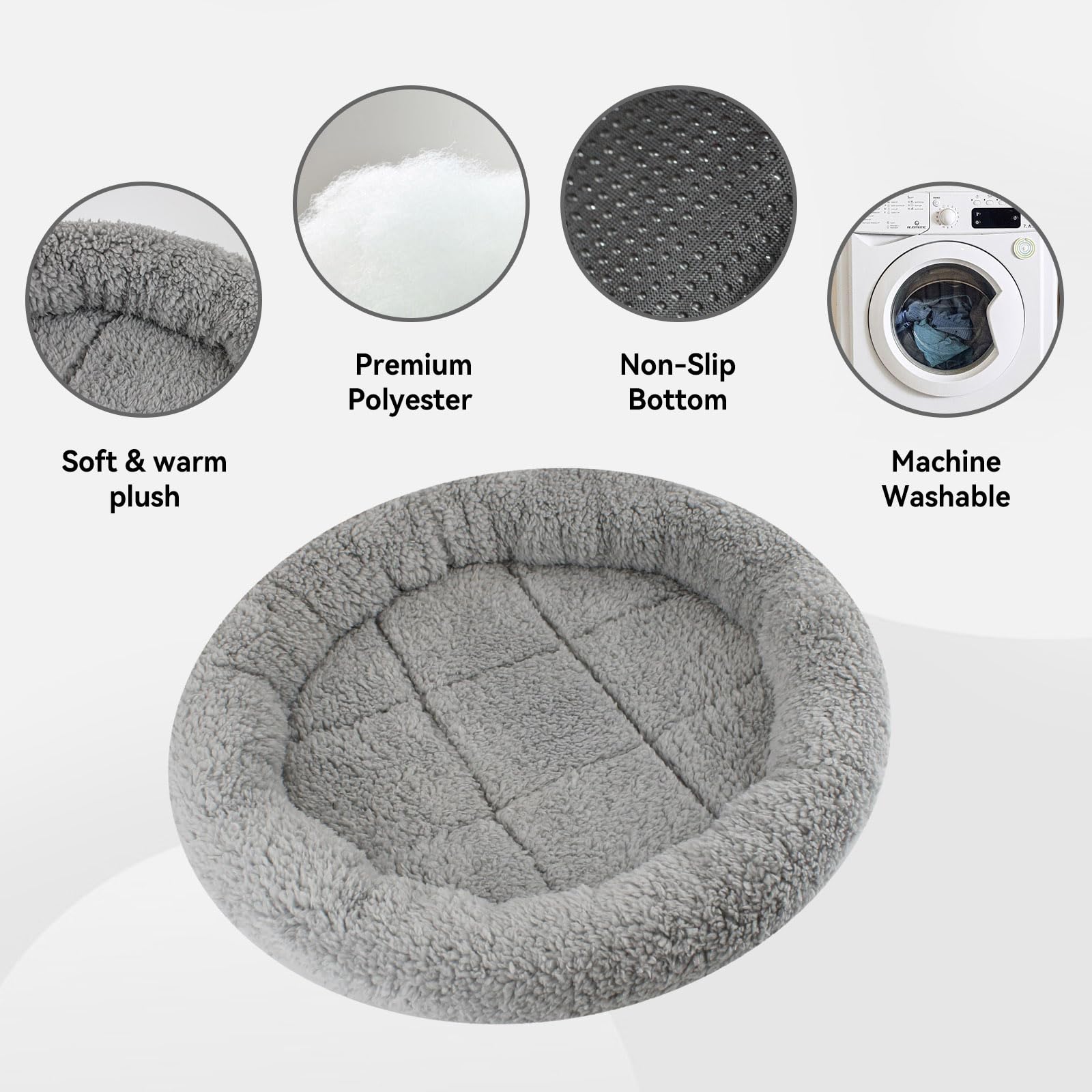 Enjoying Plush Cat Bed Mat Diameter 40 cm Round Pad with Pillow Around for Small Medium Dogs Cats Relying/Curling Sleep Warm Cat Cushion for Crates Antiskid Bottom - Image 3