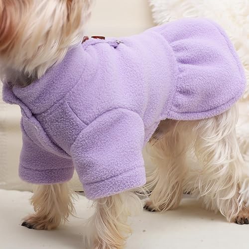 Miniatura 3 de Suéter para perros pequeños, vestido de forro polar para perro con anillo en D, ropa para perro de otoño e invierno, suéter cálido para cachorros,