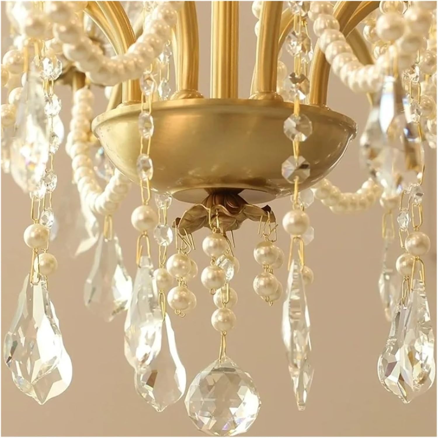 Modern Pearl Candles Ceiling Chandeliers All Copper French Luxury European Villa Living Room Dining Room Bedroom,Chandeliers led