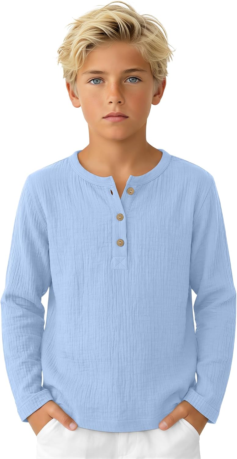 Boy's Long Sleeve Cotton Gauze Shirts