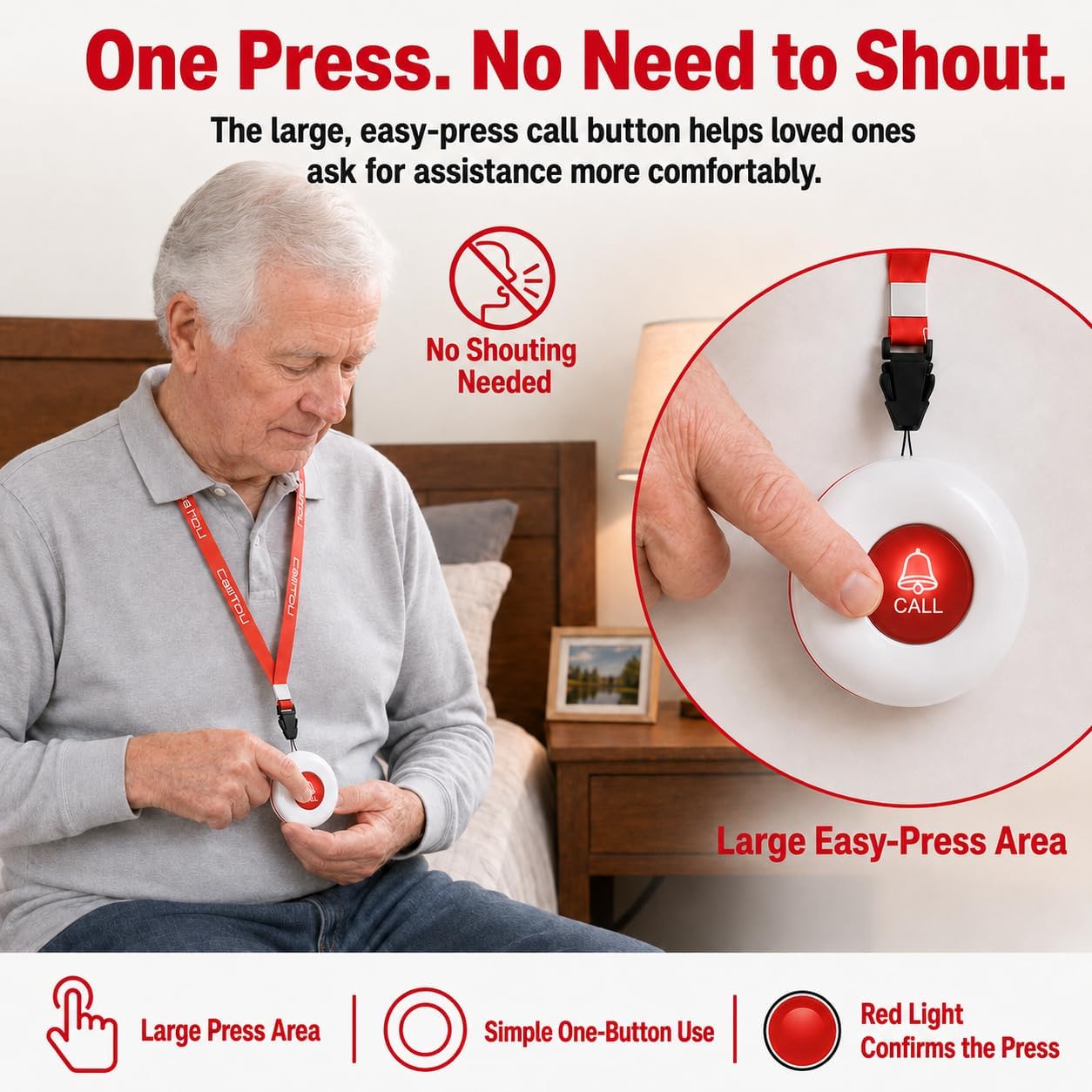 CallToU Portable Caregiver Pager Wireless Call Button for Elderly at Home image 3