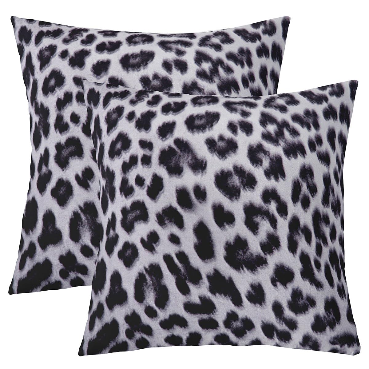 Dark Grey Leopard Pillow Cases Cushion Covers 18"x18" Set of 2 Soft Cheetah Print Decorative Throw PillowCases for Sofa Animal Print Throw Pillow