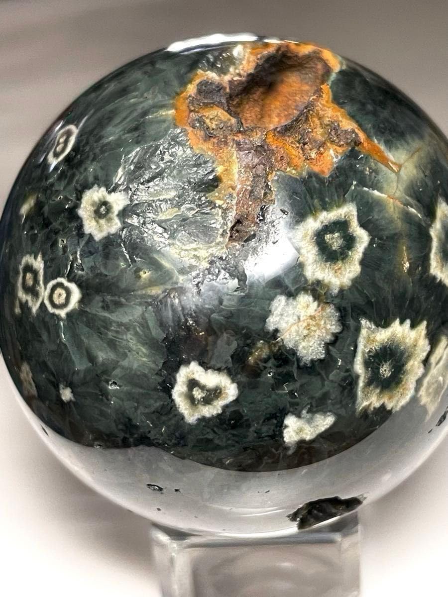 Amazon.co.jp: オーシャンジャスパー丸玉スフィアクォーツフラワー