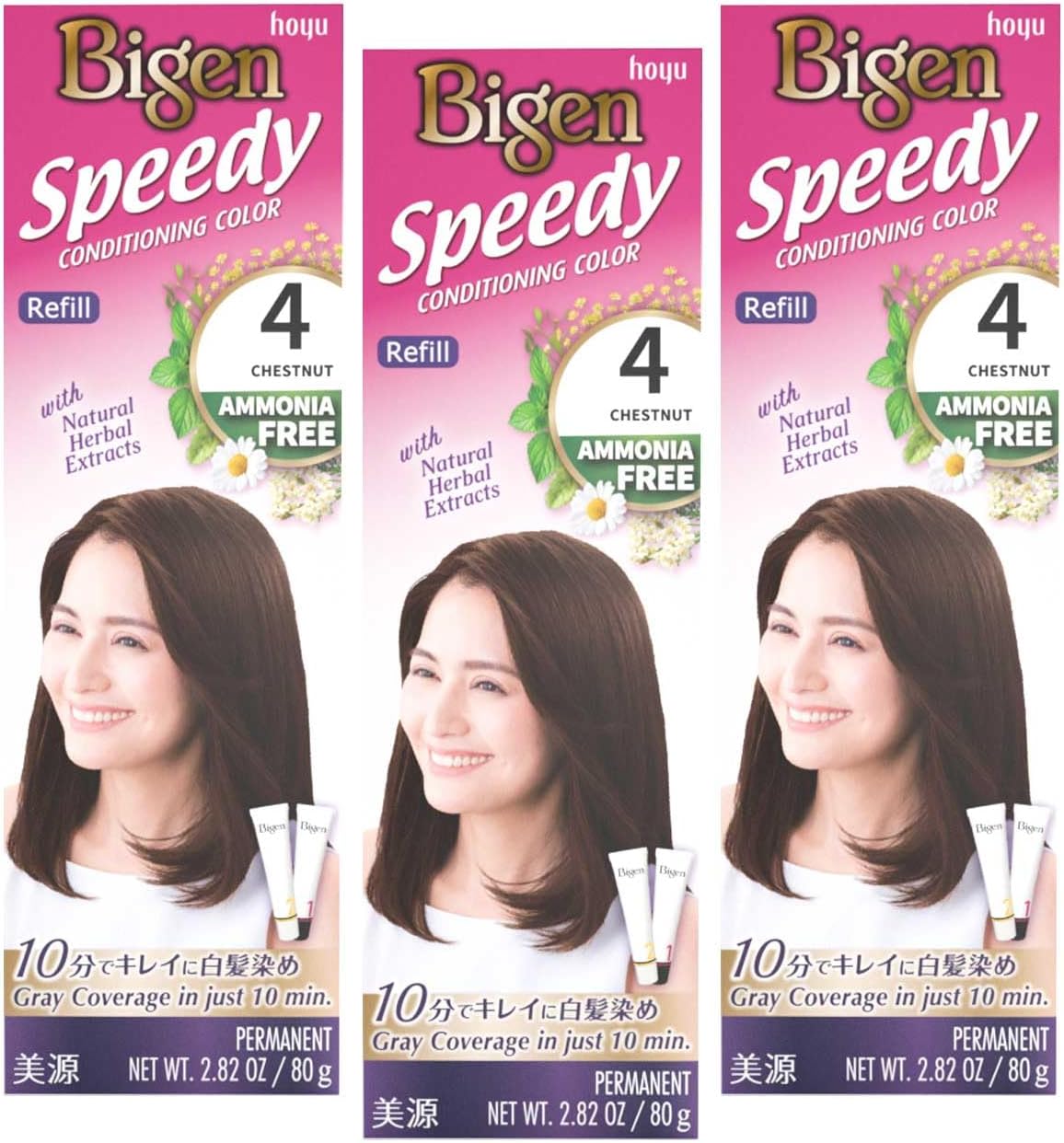 Bigen Speedy Conditioning Color Refill: 4 Chestnut - 3 Pack