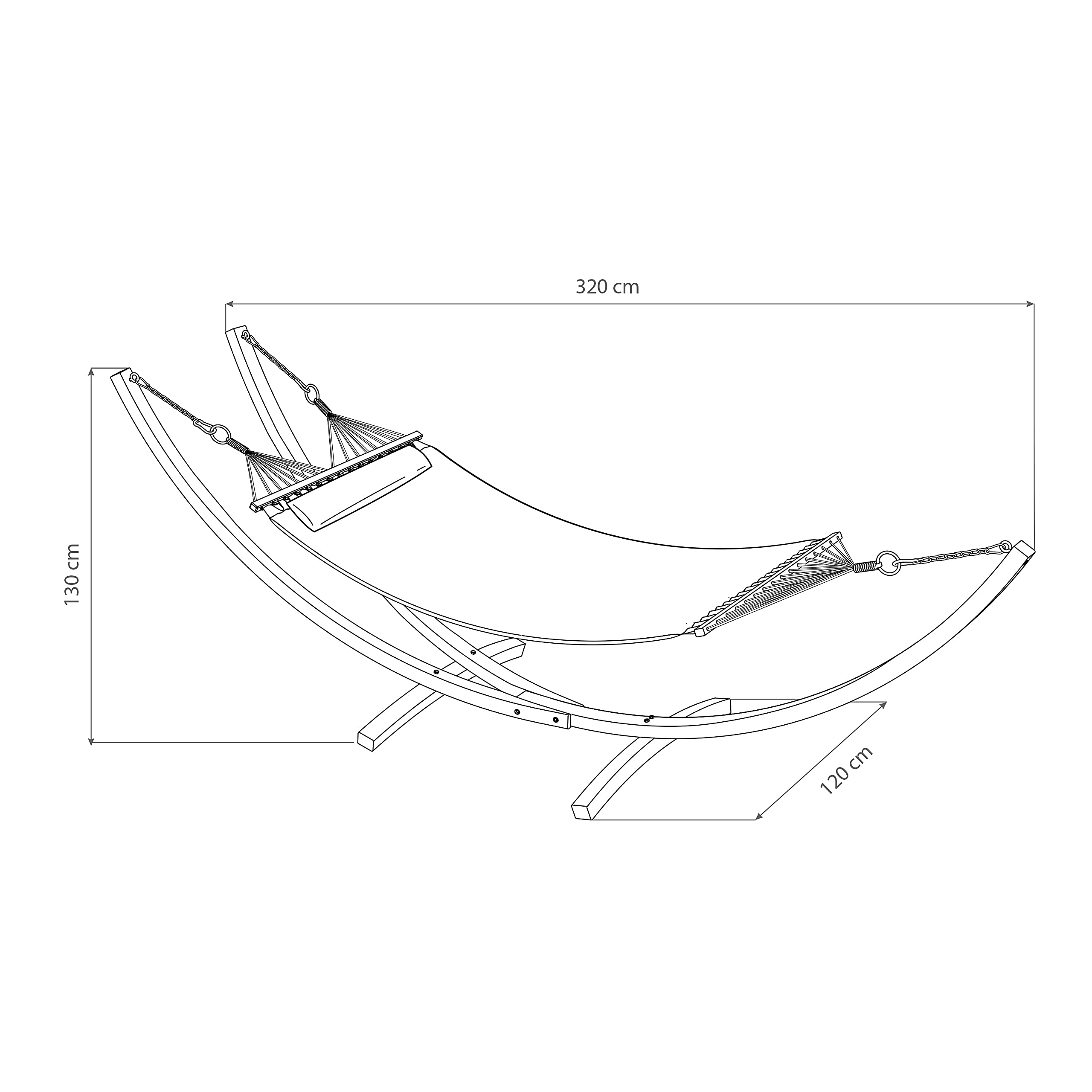 AXI Hawai Hamaca Doble XXL | Hamaca 2 Personas en Azul con Soporte de Madera | Hamaca de Exterior para Jardin, Terraza, Balcon.