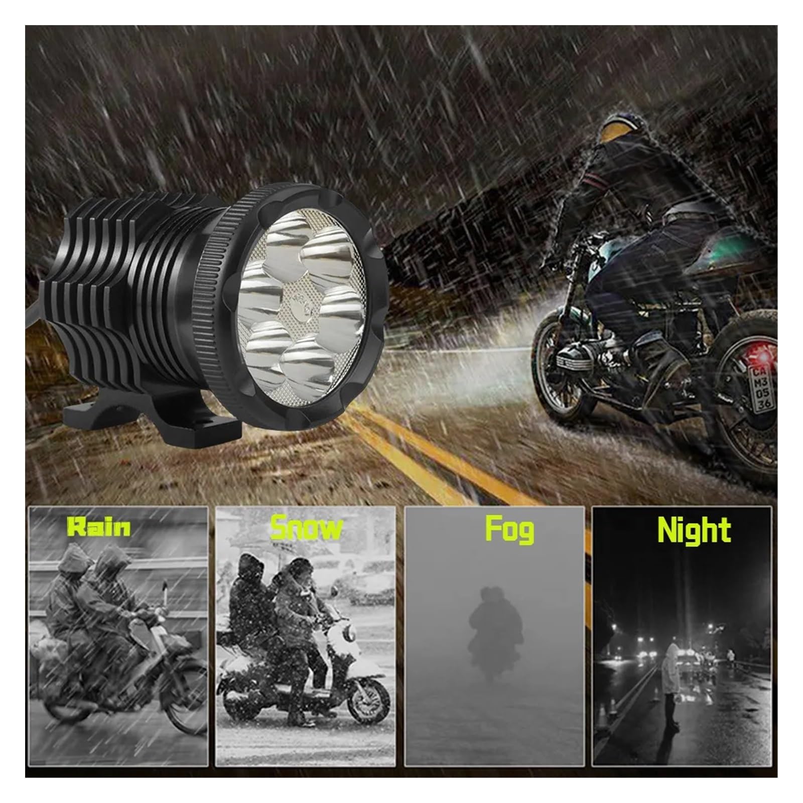 Lumière LED Supplémentaire Moto 12-85V 9 Puces - Projecteur Auxiliaire Longue Portée Stroboscope Antibrouillard