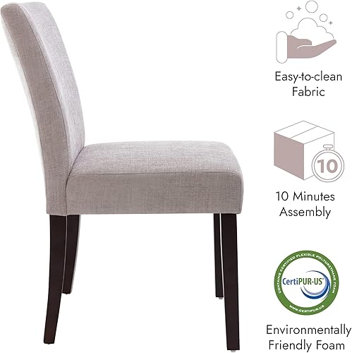 Miniatura 5 de Watson & Whitely Juego de 6 Sillas de Comedor Tapizadas, Sillas de Comedor de Tela sin Brazos con Patas de Madera Maciza y Respaldo para Cocina,