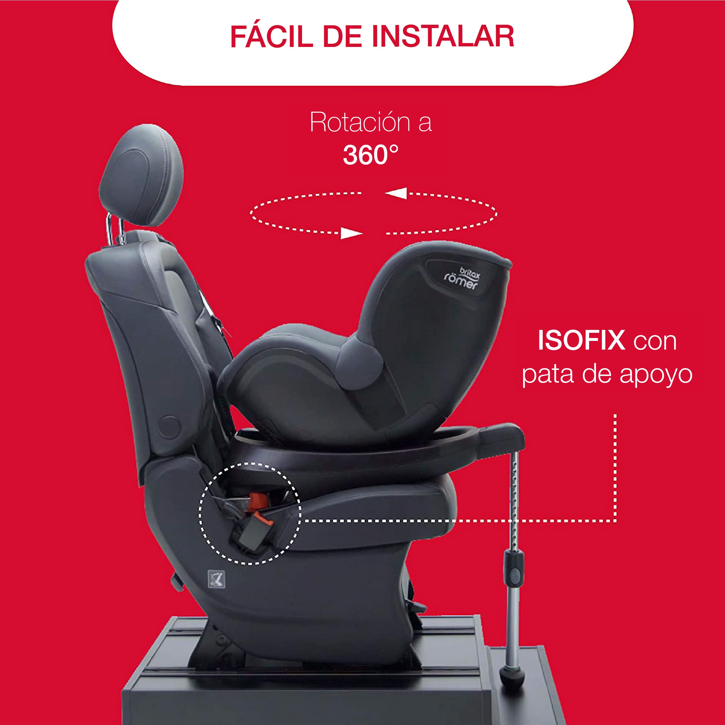 BRITAX RÖMER Silla Coche DUALFIX2 R Gira 360° y con Anclaje ISOFIX Niño de 0 a 18 kg Grupo 0+/1 desde el Nacimiento hasta los 4 Años, Storm Grey