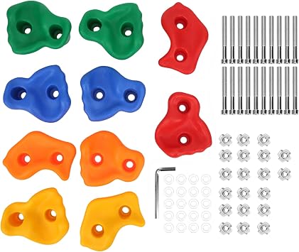 Rock Climbing Holds, Colourful Rock Climbing Hold for Indoor and Outdoor Playground Play Set, DIY Rock Wall Indoor & Outdoor Playground Accessories Wall Climbing Kit