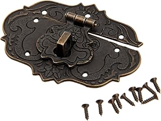 dophee Vintage Style Embossing Decorative Locking Hasp Latch Clasp with Screws for Jewelry Box Wooden Case Treasure Chest Wedding Card Box, 3"x2.24"