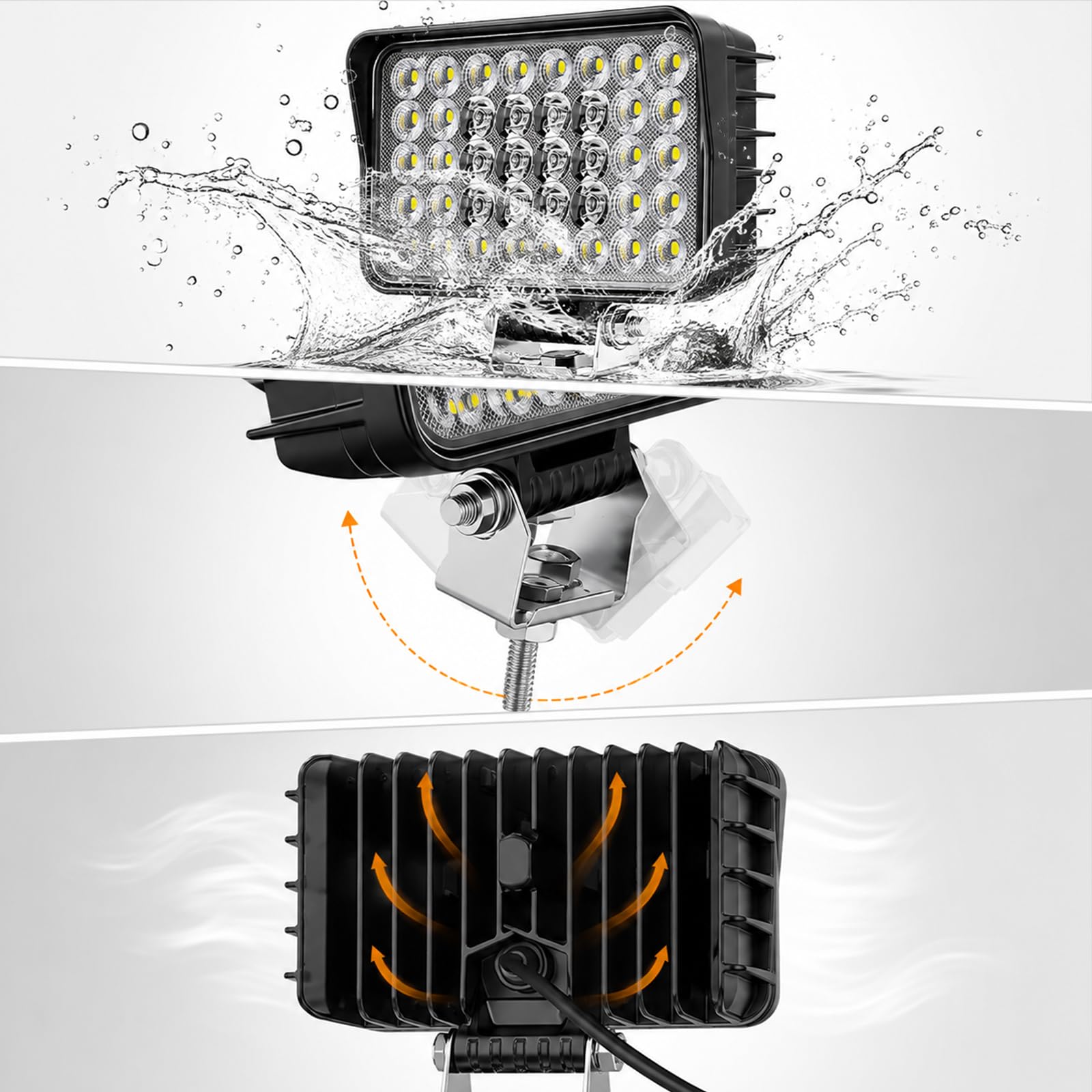 CO LIGHT 6 Zoll Rechteck LED Arbeitsscheinwerfer, 60W 10000LM 12V/24V Zusatzscheinwerfer Für Bagger, Baumaschinen, LKW, Traktor, Landmaschinen.