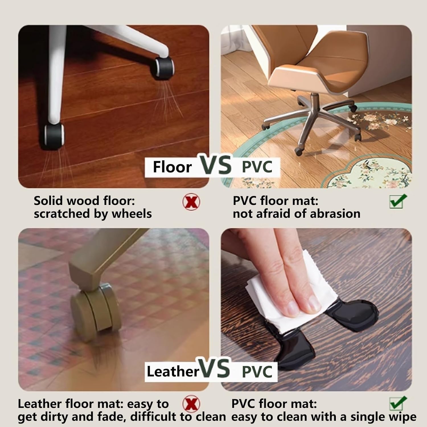 Round Chair Mat，for Hardwood Floors, 1.6mm Thick Non-Slip Floor Protector for Office Chair, Home, Kitchen, Living Room(Black,ID80cm/31.5in)