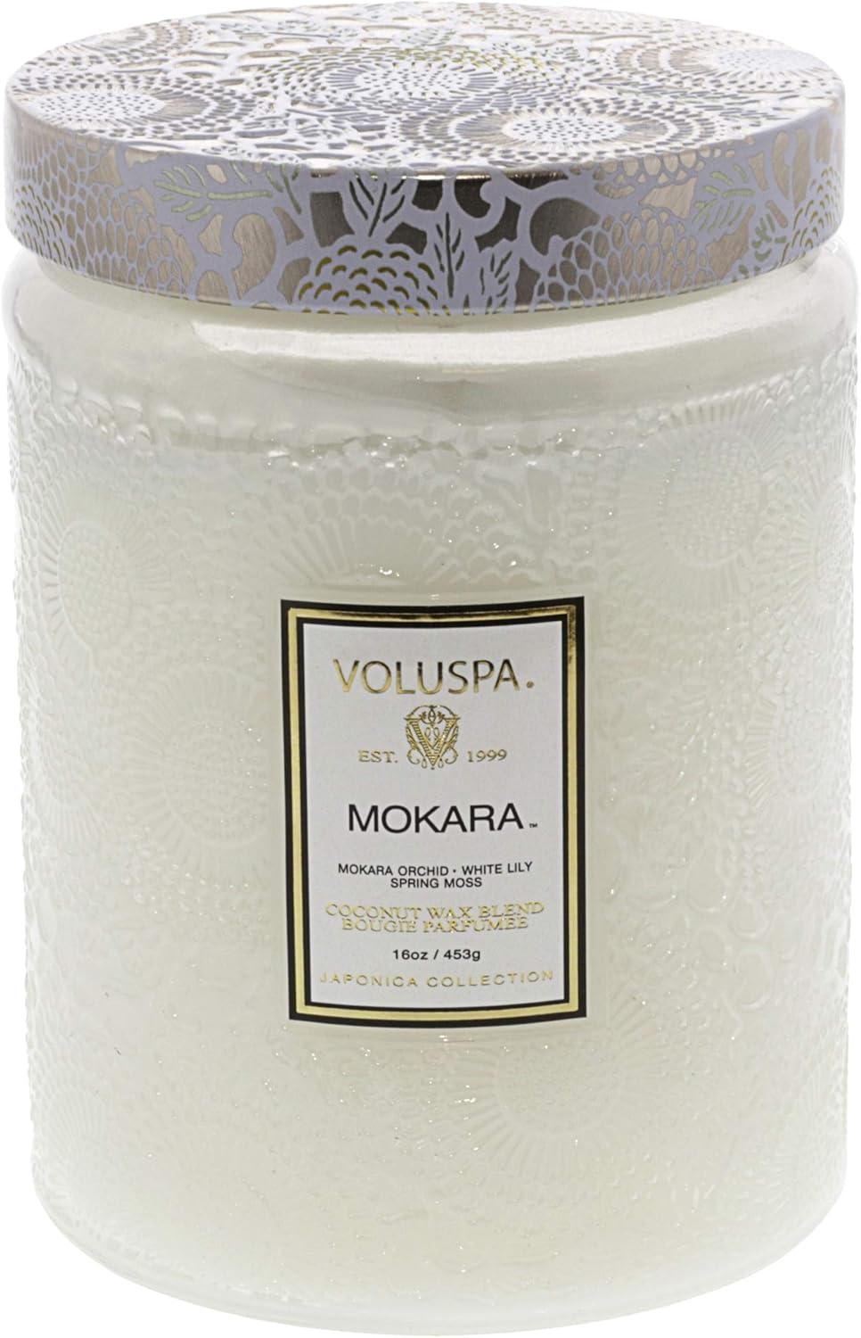 Voluspa Mokara Candle Tarro de vidrio grande 18 onzas Tiempo de
