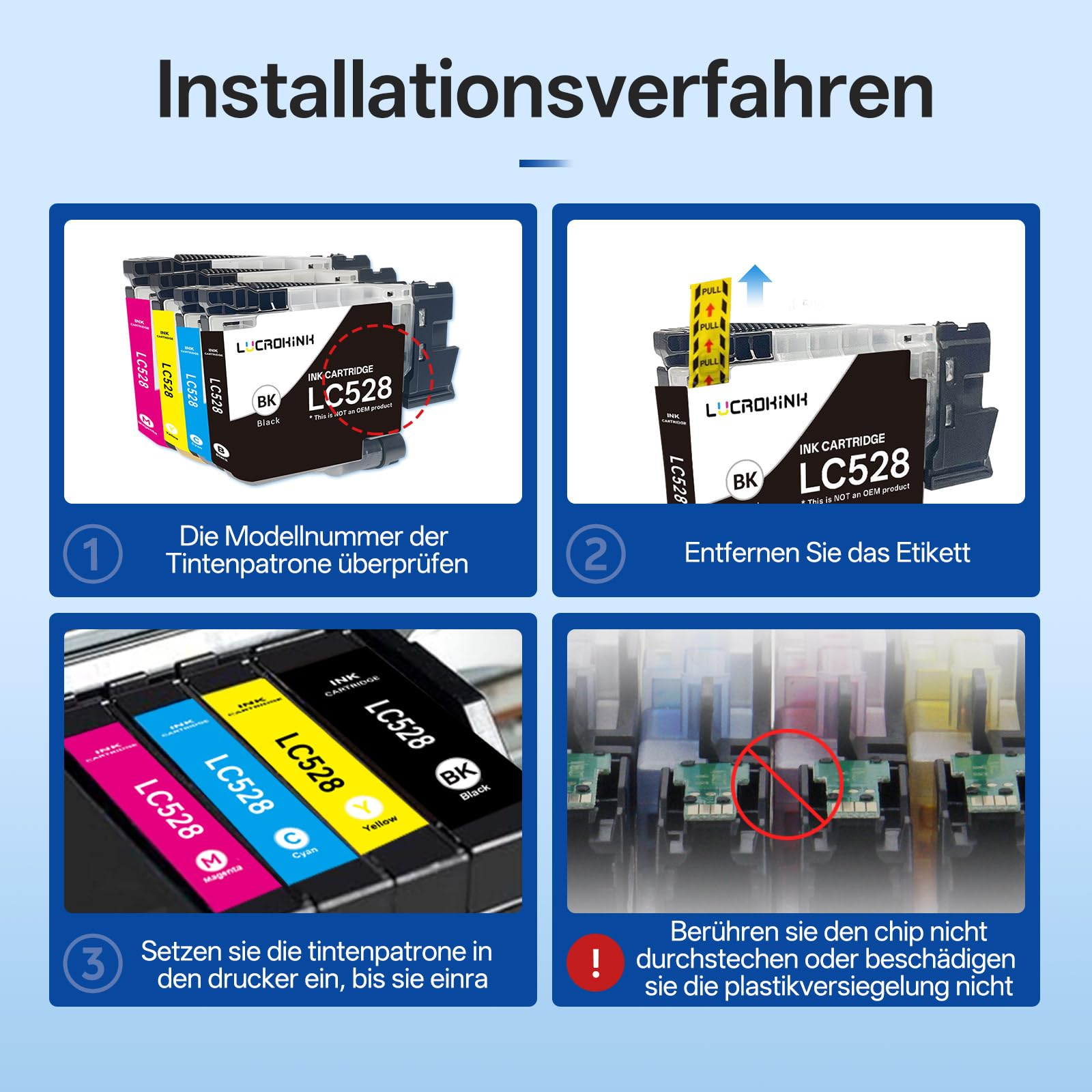 LC528 Lot de 4 cartouches d'encre compatibles avec Brother MFC-J6760DW MFC-J6960DW MFC-J6975DW MFC-J6977DW (1 noir, 1 cyan, 1 magenta, 1 jaune)