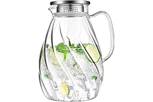 Jarra de cristal de 2,2 litros con asa y tapa, dispensador de...