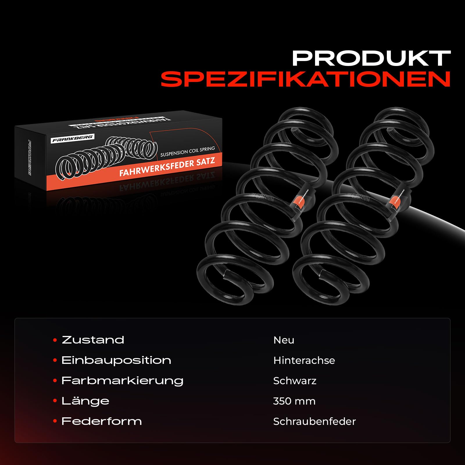 Frankberg 2x Federn Fahrwerksfeder Hinten Schraubenfeder Kompatibel mit P.a.s.s.a.t 3C2 2005-2010 P.a.s.s.a.t Variant 3C5 2005-2011 T.i.g.u.a.n 5N 2007-2018 Replace# 1K0511115CG