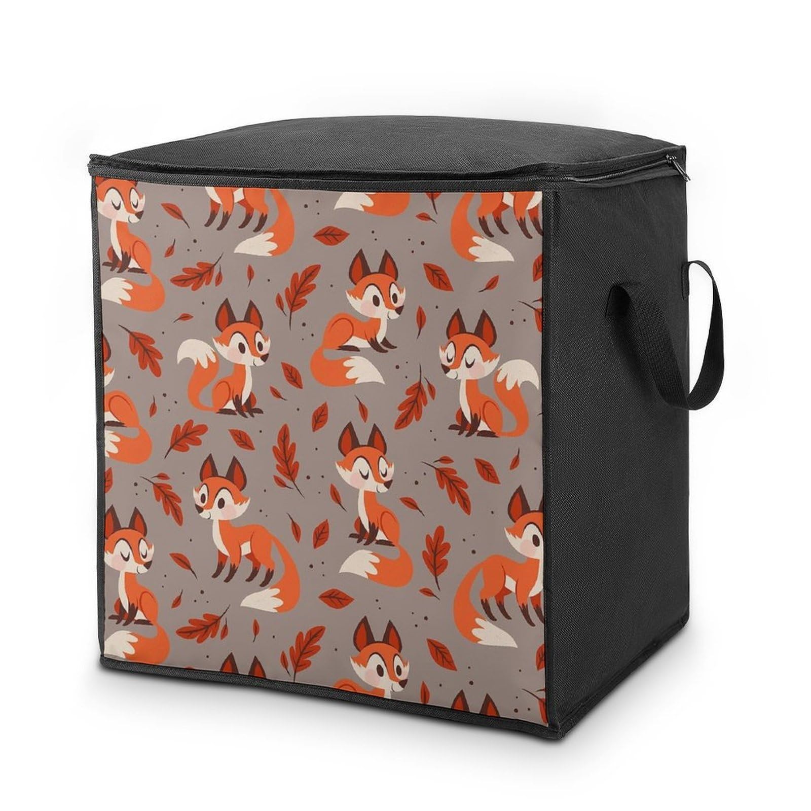Lyfthologen 70L Storage Bags, Cartoon Fox Storage Box with Lid Zipper And Handles, Clothes Bags for Quilt, Blankets, Bedding