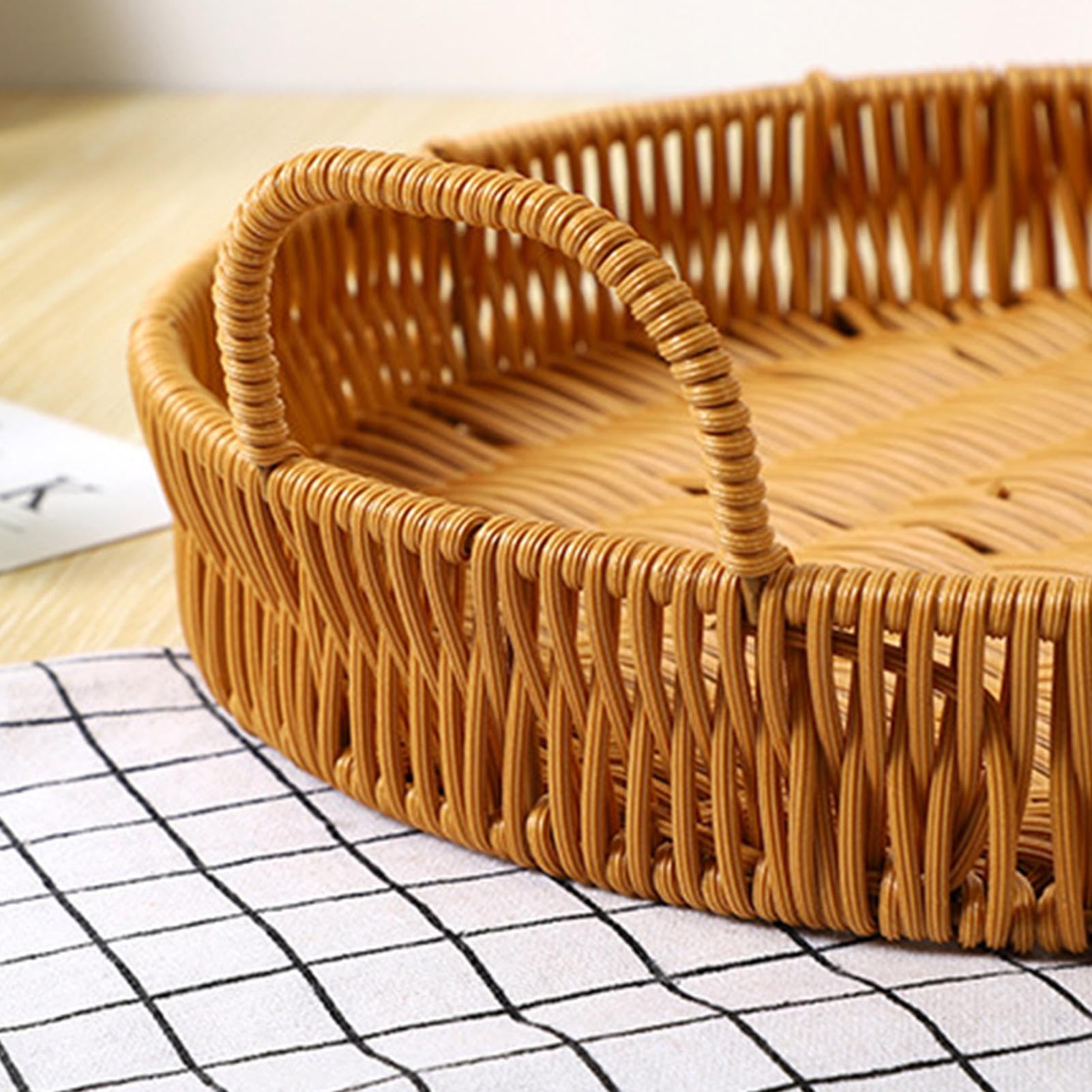 Cesti In Rattan Per Organizzare, Vassoio Organizzatore Leggero, Cesto Picnic In Rattan Artificiale, Leggero Snack Frutta Verdura Uova Bouquet Di Fiori Outdoor Spiaggia Picking Raccolta Cucina Soggiorn