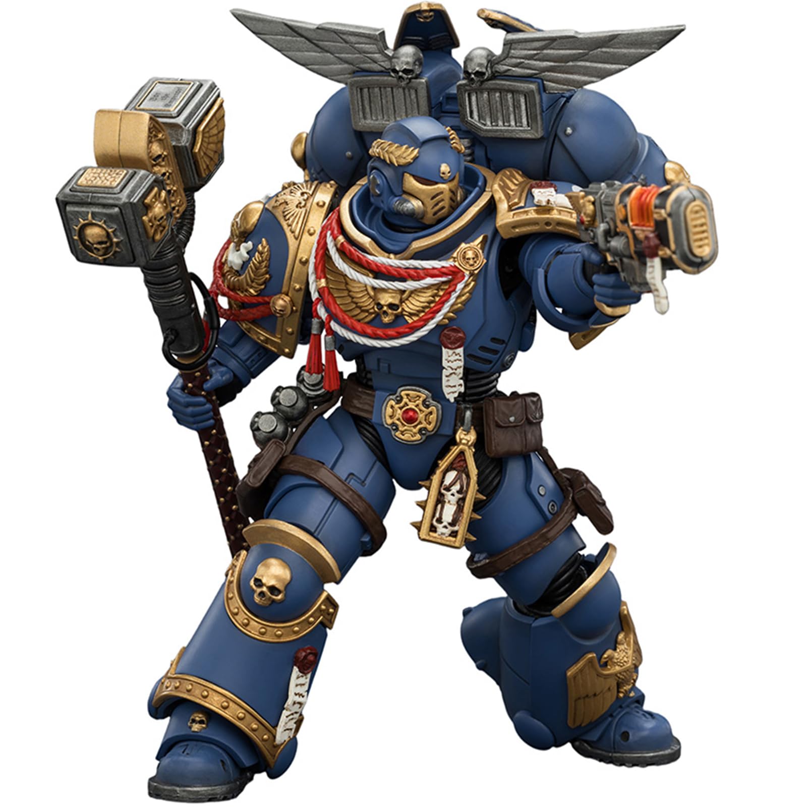 JOYTOY Warhammer 40k Space Marine 2, Game Edition Ultramarines Assault Intercessor with Jump Pack, Thunderhammer and Neo-volkite Pistol 1/18 Action Figure