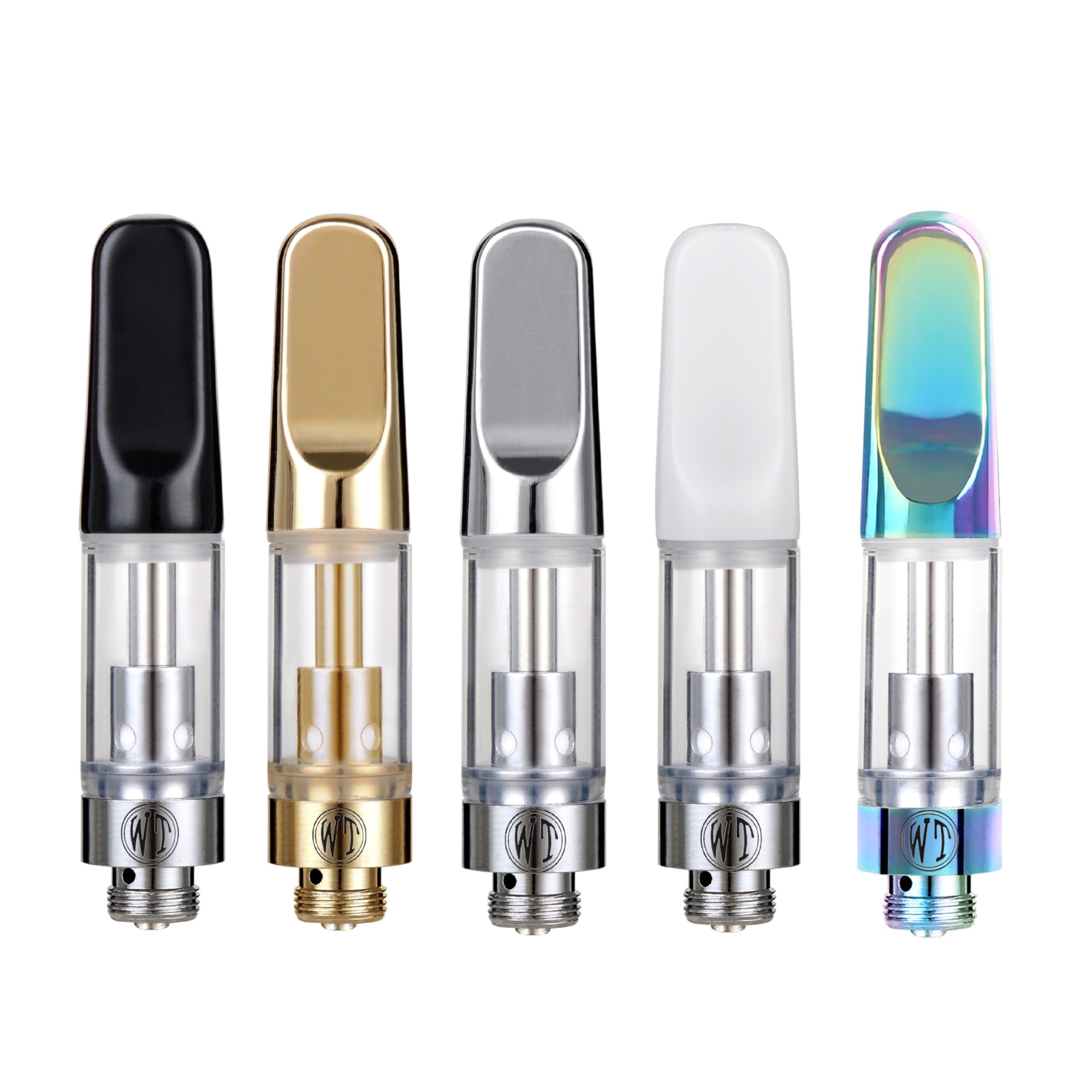 WOLFTEETH 5 Pack 0.5ML CBD Atomizer Ceramic Core Stainless Steel Drip Tip |  510 Thread