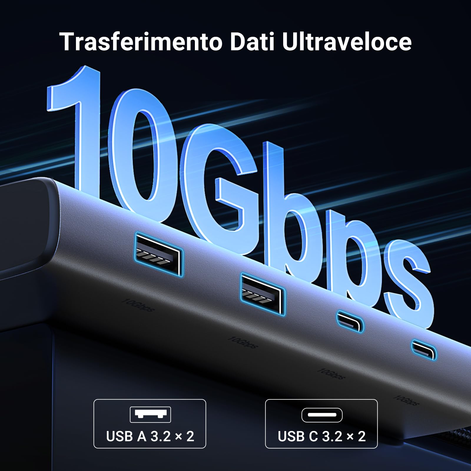 UGREEN Revodok Pro 3081 Hub USB C 8 in 1 Docking Station Triplo Display | 2 HDMI 4K, 1 VGA 1080P, 10Gbps, Porte Dati Multiple 2A2C, Ricarica PD 100W, Compatibile con MacBook Pro Air, Surface