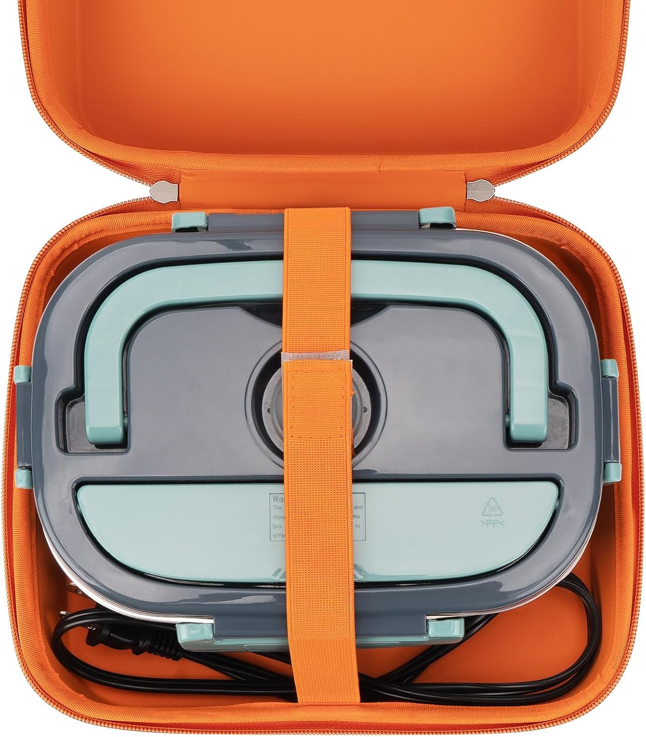 Linkidea Electric Lunch Box Carrying Case Compatible with Crock Pot, DUPASU, Aotto, LUNCHEAZE, Hard Shell Heated Lunch Box Bag with Space for Cable (Orange)