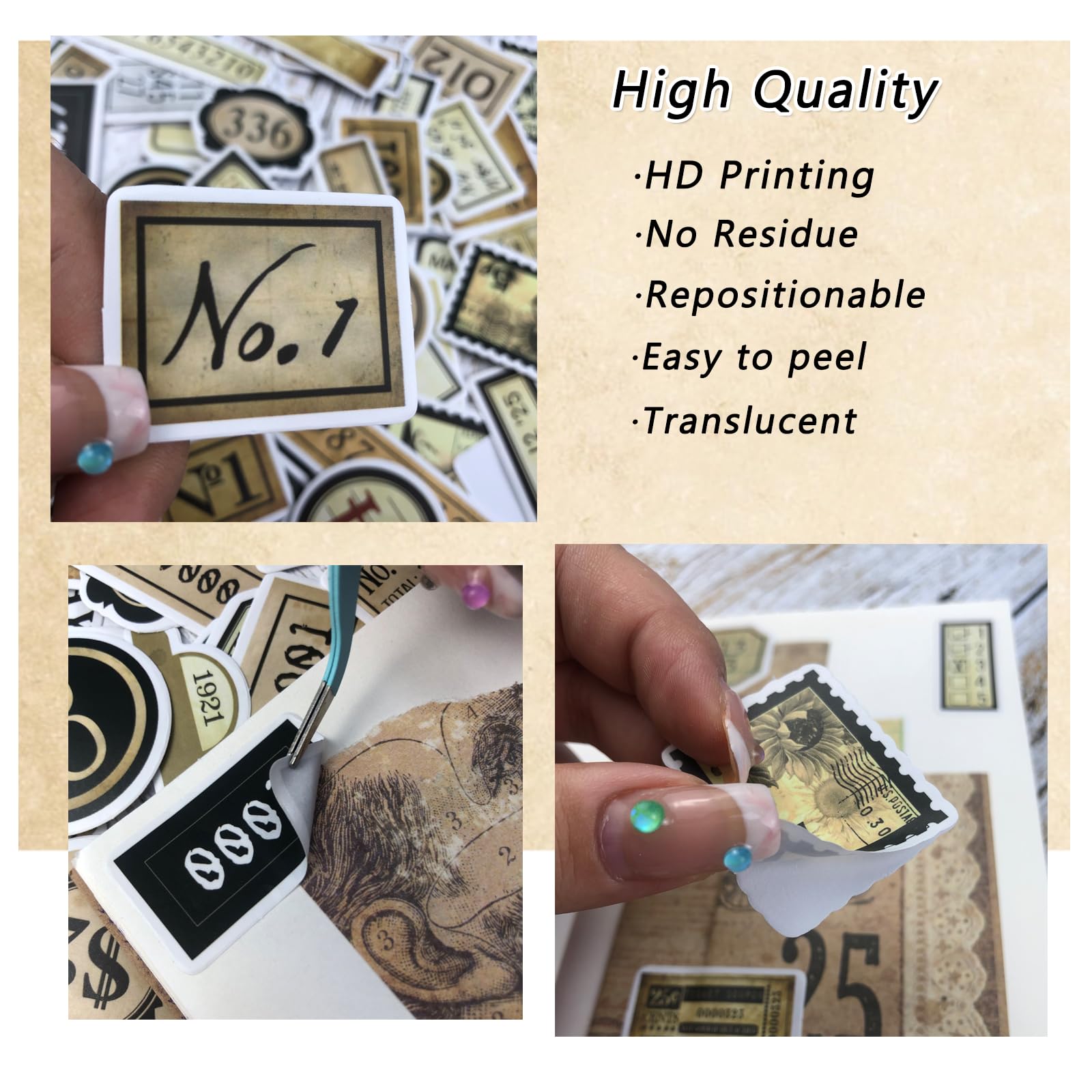 100 Pieces Vintage Label Number Stickers, Retro Tag Aesthetic 100 Pieces Vintage Label Number Stickers, Retro Tag Aesthetic