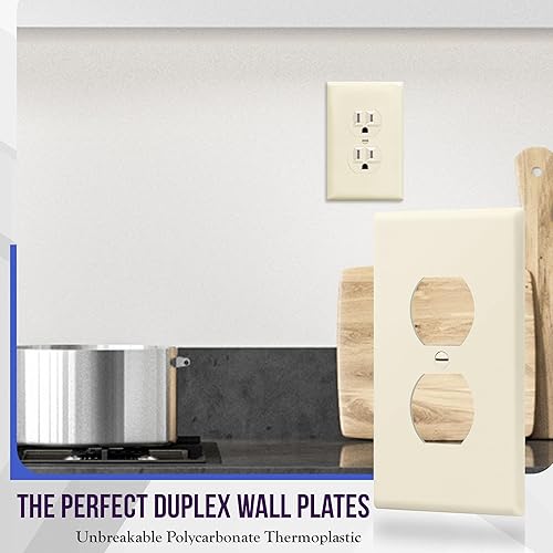 Miniatura 60 de ENERLITES Placa de pared dúplex para toma de receptáculo, cubierta de toma de corriente eléctrica, acabado brillante, tamaño mediano de 1 banda