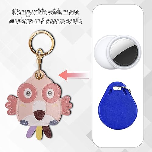 Miniatura 63 de Funda de cuero compatible con Apple AirTag, rastreador de llavero GPS Airtag con llavero, cubierta protectora antiarañazos para AirTag