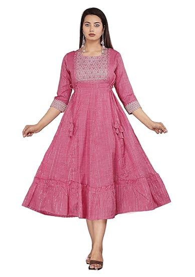 Women's Rayon Embroidered Anarkali Kurti