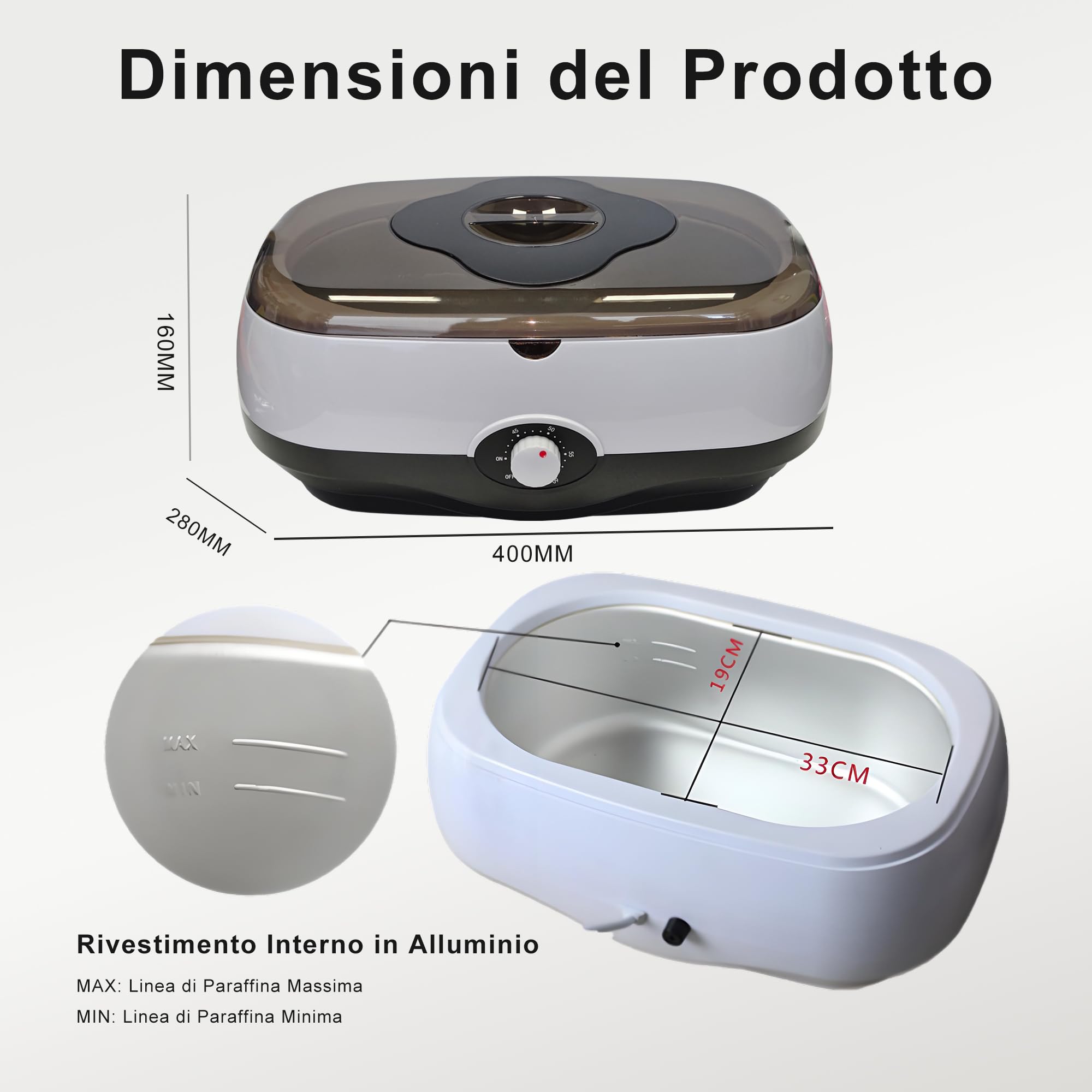 Paraffina per mani e piedi, 5000 ml bagni di paraffina mani e piedi, kit paraffina mani secca e ruvida, con cera di paraffina da 1800 g e accessori, ottimo regalo per spa (Nero)