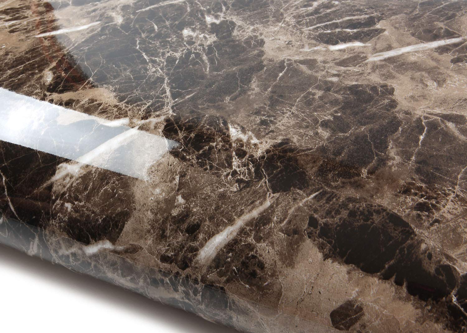 ROSEROSA Peel and Stick PVC Instant Marble Self-Adhesive Covering Countertop Backsplash Marron Emperador (EH145 : 2.00 Feet X 6.56 Feet)