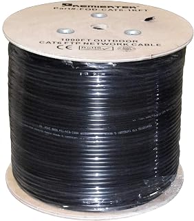 Premiertek Outdoor 1000' Cat6 23AWG CMX Cca 550MHz Shield FTP 4-Pairs Premium Network LAN Cable, Black (FOD-CAT6-1KFT)