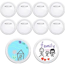 10PCS Sublimation Buttons Blanks with Pins, 2 Inch Clear Acrylic Custom Button Pins, Badge Kit Plastic Round Photo Buttons DIY Craft Button for DIY Badges Crafts Supplies